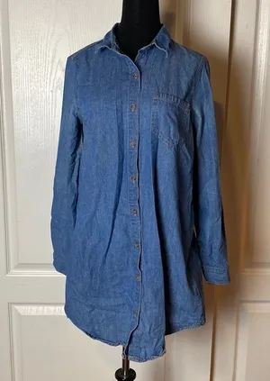 Highway Jeans Western Denim Button Up Shirt Business Casual Dress Cowgirl thumbnail 1