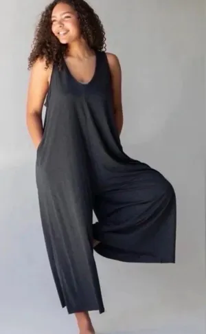 NATURAL LIFE Knit V-Neck Sleeveless Wide-Leg Jumpsuit One Size NWT thumbnail 1