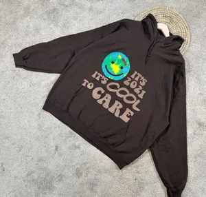 Lonely Ghost Women’s Sweatshirt Hoodie Pullover It’s Cool To Care 2021 Brown XXL thumbnail 3