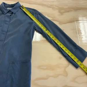 COS 100% Lyocell Lightweight Minimalist Button Down Tunic‎ Shirt Dusty Blue Sz 2 thumbnail 12