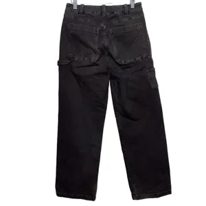 Abercrombie & Fitch Baggy Black Denim Cargo Pants Utility Pants Size 28W x 32L thumbnail 2