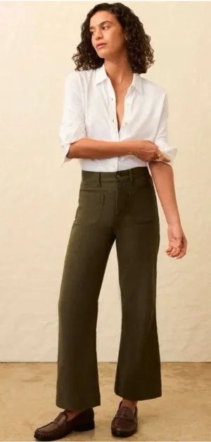 Faherty Stretch Terry Patch‎ Pocket Wide Leg Utility Coastal Sage Green 31 thumbnail 1