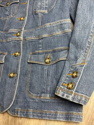 L.L. Bean Blue Denim Safari Utility Jacket Size Medium thumbnail 6
