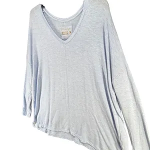 Lilly Pulitzer Luxletic Clifford Top S‎ Blue Drop Shoulder Lounge Relaxed Soft thumbnail 3