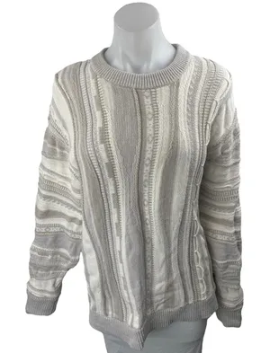 Abercrombie & Fitch Beige Striped Long Sleeve Crew Neck Sweater Top Size L thumbnail 1