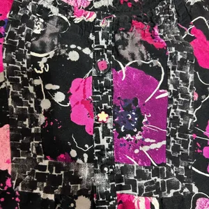 Koi Womens‎ Scrub Top S Black Pink Cottage Floral Nurse Medical Uniform Pockets thumbnail 6