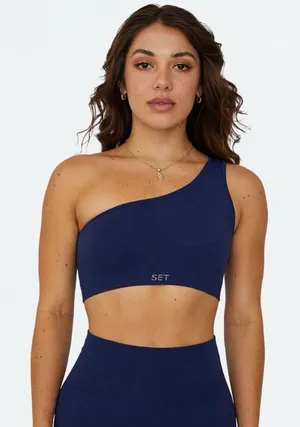 Set active sculptflex teal color One-Shoulder Crop Top sports bra size Small thumbnail 1