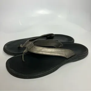 Olukai OHana flip flop sandals silver women’s size‎ 10 casual beach summer thumbnail 4