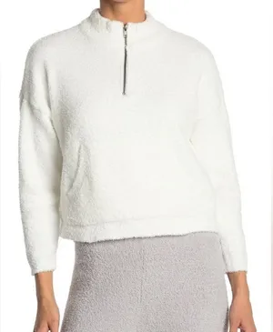 RDI Women's Large 1/2 Zip Pullover‎ Top White Cozy Long Sleeve Athleisure Sporty thumbnail 1