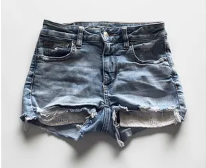 American Eagle Next Level Stretch Distressed Denim Shorts Light Wash‎ Eyelet 00 thumbnail 1