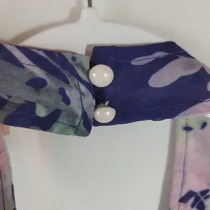 Floral Halter Romper Maxi Dress High Low Built In Shorts Purple Pink Size M thumbnail 11