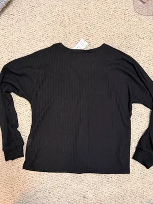 Cupshe Black Lounge Set‎ Ribbed Button Front Top Shorts Set NWT Small thumbnail 8