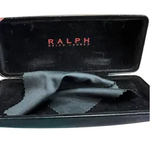 Ralph Lauren Black Hardshell Eyeglasses Case with Cleaning Cloth Logo Clamshell thumbnail 1