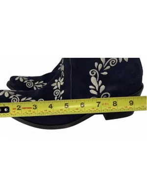 Women's Agave Sky Western Heeled Boots Navy White Embroidered Size 7 Boho Glam thumbnail 8