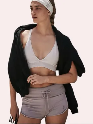 Free People Movement Limitless fold over retro Shorts Oyster M NWOT thumbnail 13