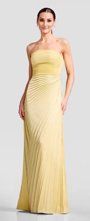 Dress The Population Kinley Dress in Butter Yellow S thumbnail 1