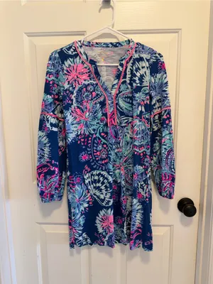 Lilly Pulitzer Joy Tunic Dress Deep Indigo Gypsea Girl Size XXS thumbnail 3