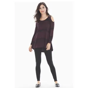 Soma Women's Cold Shoulder Tunic Merlot Agile Lines Banded Cuffs‎ Size Medium thumbnail 4