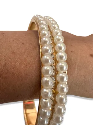Unique Vintage Faux Pearl Bangle Bracelet thumbnail 2