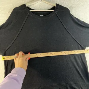 AE Aerie Small‎ Sweatshirt Oversized Inside Out Crew Neck Side Slits Tunic Black thumbnail 10