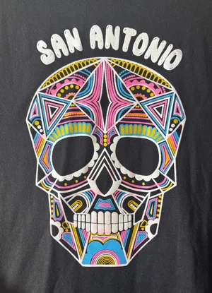 Sugar Skull San Antonio Texas Graphic T-Shirt Unisex Size XL Short Sleeves Black thumbnail 1