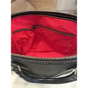 Dooney & Bourke Satchel Black Pebble Leather Zip Close W/ Strap Red Lining EUC thumbnail 8