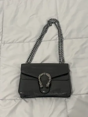 Crocodile Style Crossbody Black Bag thumbnail 3
