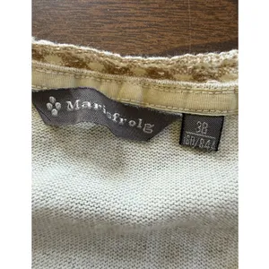 Marisfrolg Womens Beige V-Neck Crochet Lace‎ Trim Short Sleeve Knit Top Size 38 thumbnail 4