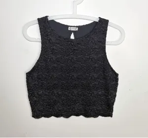 Free People Intimately Graphite Floral Lace Crop Top Keyhole Back Sleeveless S thumbnail 1