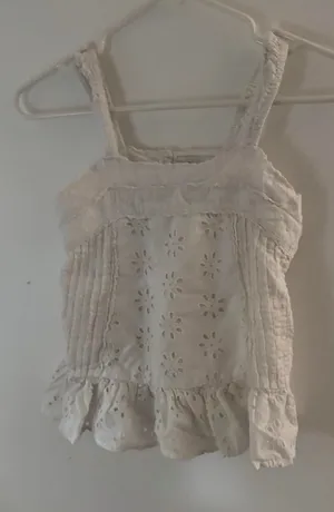 ZARA Top Tank White Ribbed thumbnail 1