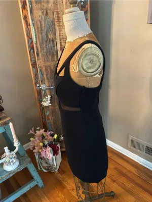 Emerald Sundae Black Strappy Cutout Bodycon Mini Dress | Size Medium thumbnail 4