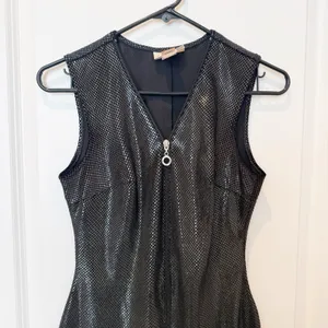 VTG Cache Y2K Zip Front Bodycon‎ Dress Small Black Rave Party Cyber Goth thumbnail 2