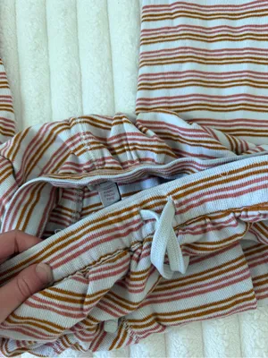 Madewell Pink and white Striped lounge Pants thumbnail 4