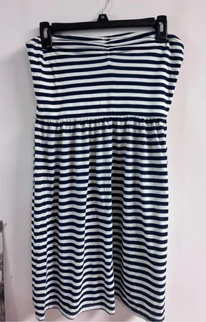 American Eagle Y2K Striped Navy and White Tube Dress thumbnail 1