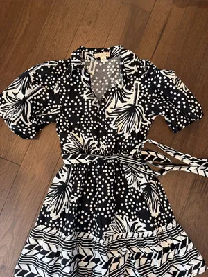 Band of the Free Black & White Floral Polka Dot Dress Size Small - C11-719 thumbnail 3