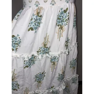 August Sky Boutique Womens Blue Floral Tie Strap Tiered Dress Size Medium thumbnail 4
