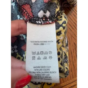 Free‎ People Mixed Print Babydoll Tunic Top Black Yellow Boho OB938693 Womens XS thumbnail 6