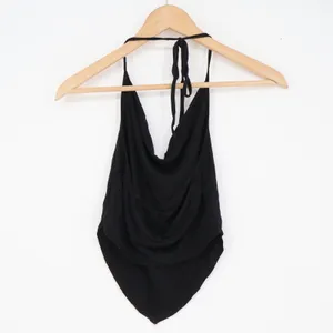 Unbranded Halter Top Womens N/A Cowl Neck Black Handkerchief Hem Excellent thumbnail 2