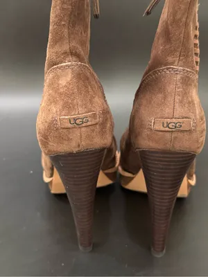 UGG Australia Brown Suede Bianka Heeled Booties 8 thumbnail 5