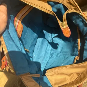 MZ Wallace Nylon Top Handle‎ Bag some pen marks tan beige brown thumbnail 6