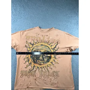 Sublime‎ Graphic T-Shirt S/M Distressed Sun Peach Oversized Boxy Boyfriend 90s thumbnail 9