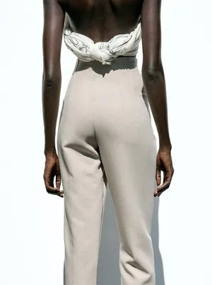 Zara Cream Trousers with Classic Pleats thumbnail 4