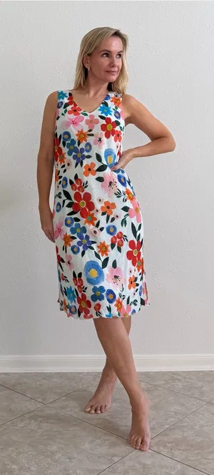 Charlie B Floral Cotton Modal Midi Dress M NWT thumbnail 1