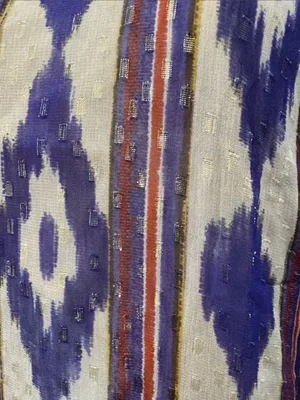 Oliphant Silk & Cotton Purple Ikat Ruffle Hem Long-Sleeve Top Size Large💜 thumbnail 9