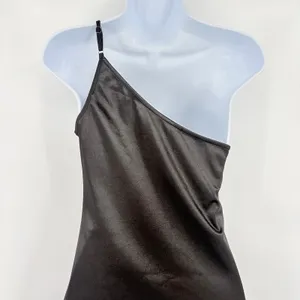 Y2K Black Satin One Shoulder Midi Dress Sz S Going Out Club 90s Sleek Wedding thumbnail 8
