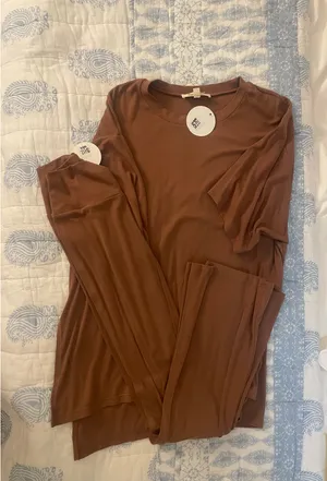 White Fox Foxy Kind All Weekend Long Pant Set Camel thumbnail 2