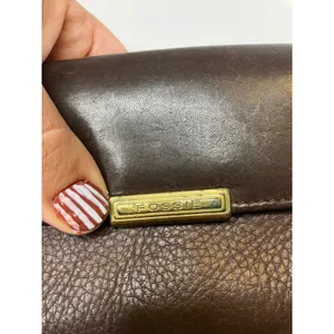 Vintage Fossil Trifold Wallet Womens OS Brown Good Leather Snap Logo Clutch thumbnail 2