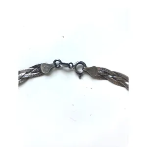 Vintage 90s Quiet Luxury Liquid Silver Woven Braided Herringbone Chain Necklace thumbnail 5