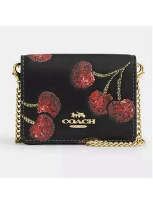 NEW Coach Mini Chain Wallet With Cherry Print CDE98 NWT thumbnail 3