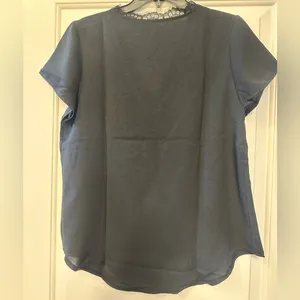 Dressy Lace Trim Blouse Black Size M thumbnail 4